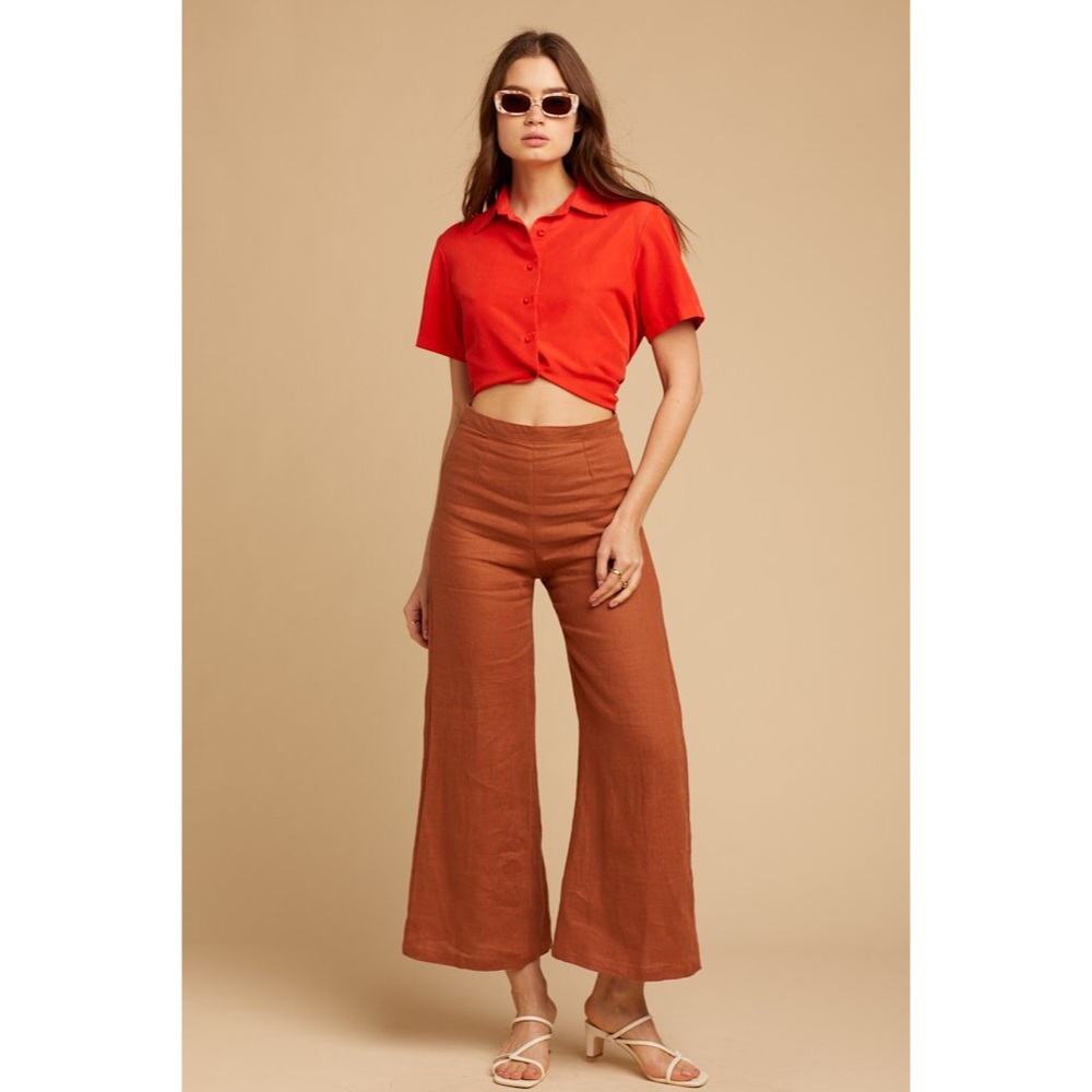 FAITHFULL THE BRAND Scelsi Pants Mulberry Brown L